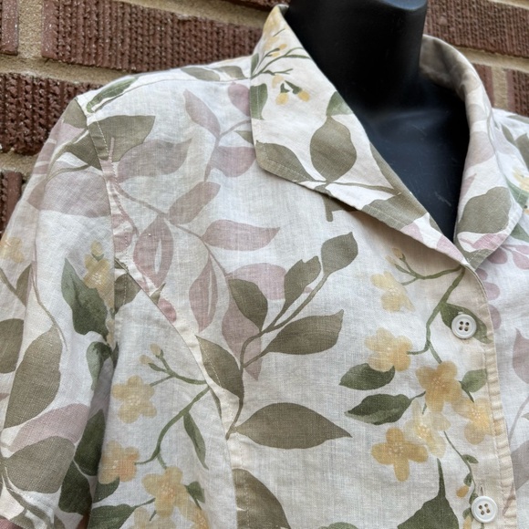 Vintage Jamaica Bay Linen Floral Tropical Button Up Shirt Size XL Single stitch - Picture 2 of 8